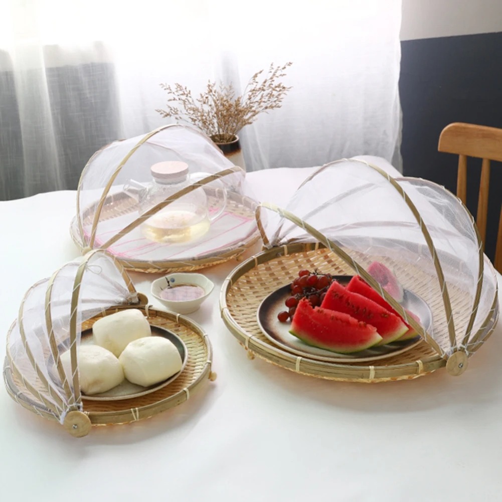 Outdoor Furniture Small - Cestino in bambù intrecciato Anti-Zanzara Net