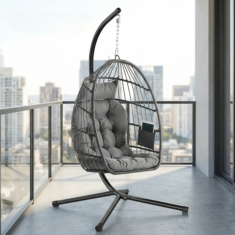 Hanging Egg Chair - Sedia a dondolo sospesa con supporto