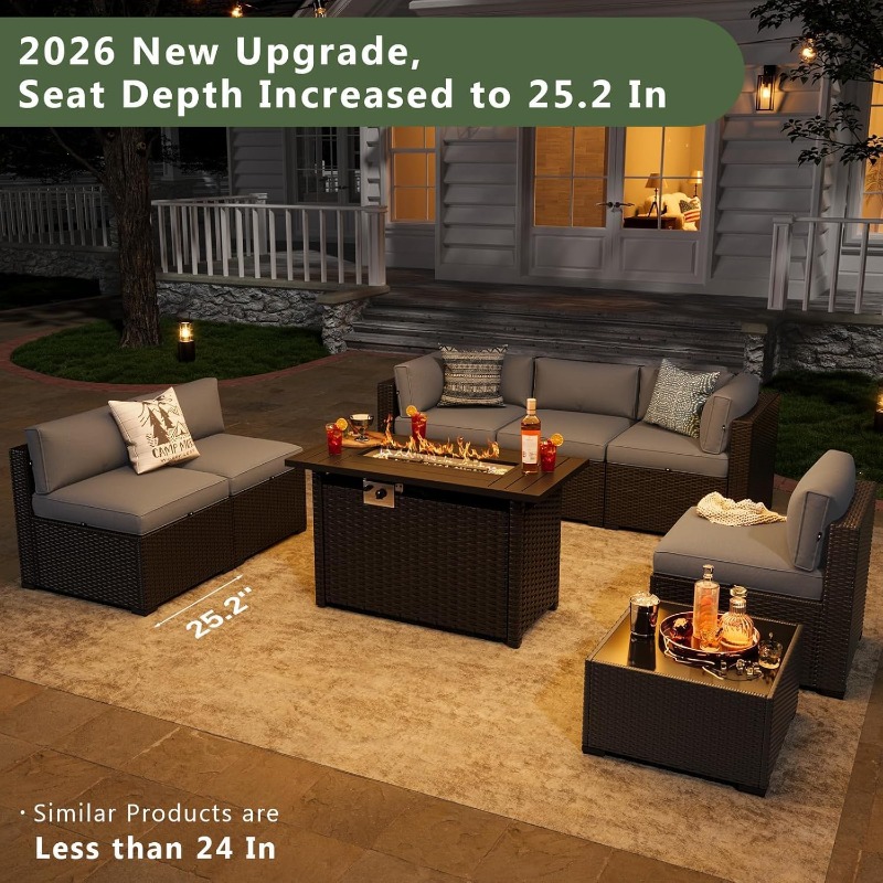 Outdoor Furniture And Fire Pit - Set di Mobili da Patio Aoxun