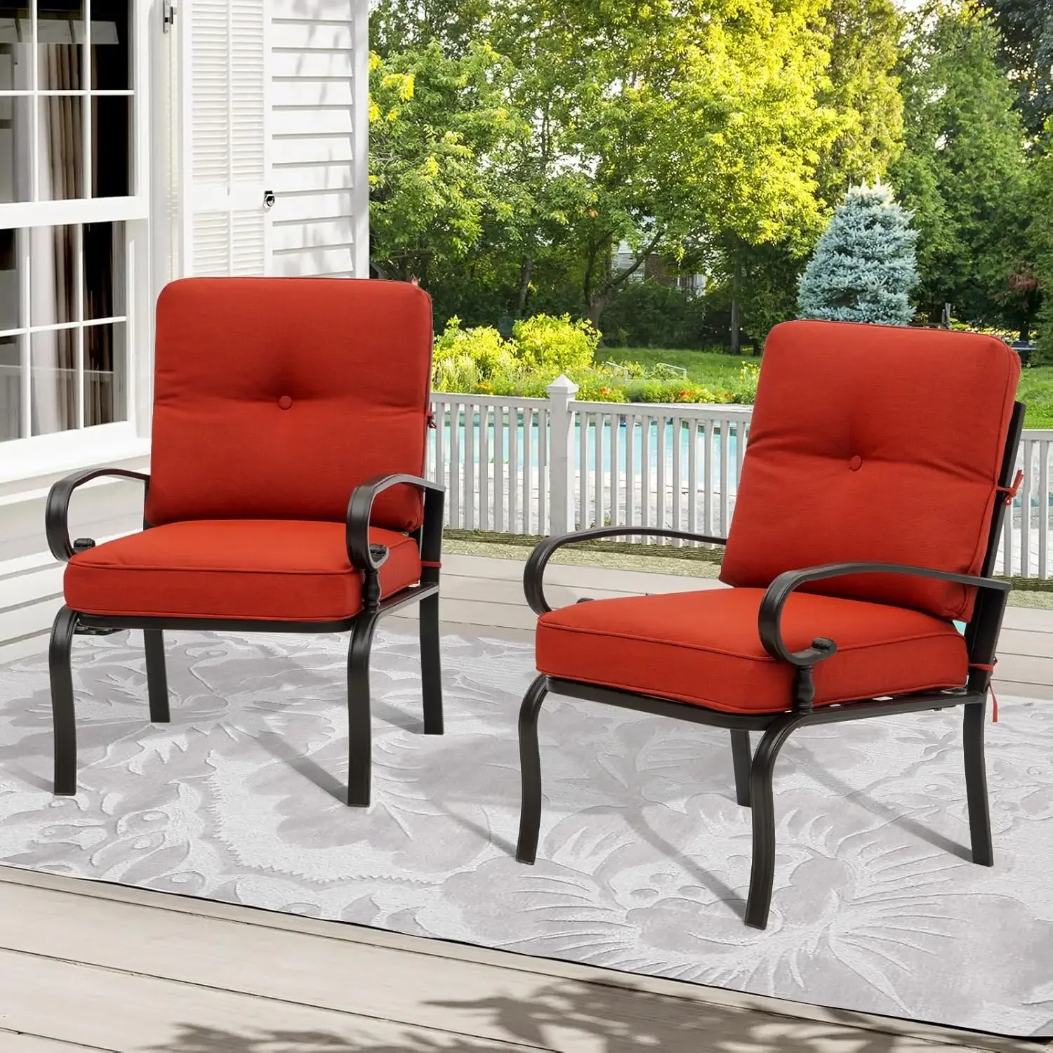 Outdoor Furniture Metal Chairs - Sedie da bistrot in metallo rosse