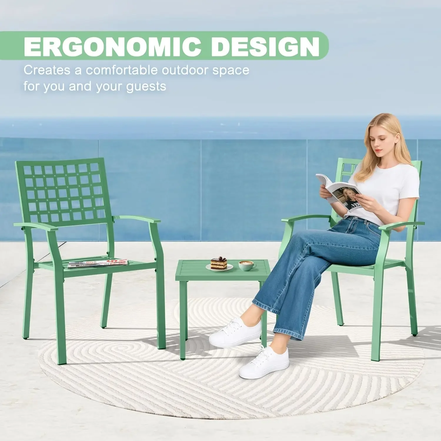 Set Bistrot da Esterno in 3 Pe - Outdoor Furniture Metal Chairs recensione e prezzo