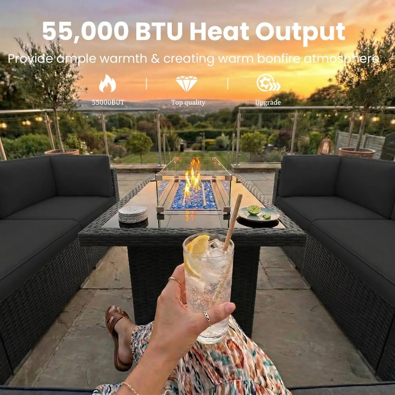 Set Divano Sezionale in Vimini - Outdoor Furniture And Fire Pit recensione e prezzo