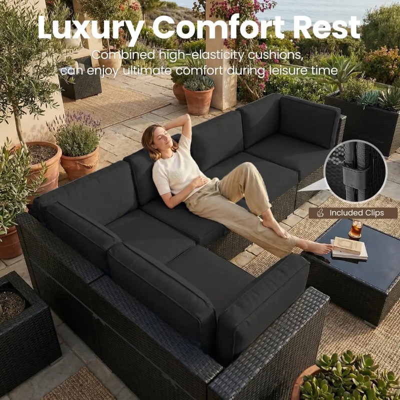 Set Divano Sezionale in Vimini - Outdoor Furniture And Fire Pit recensione e prezzo