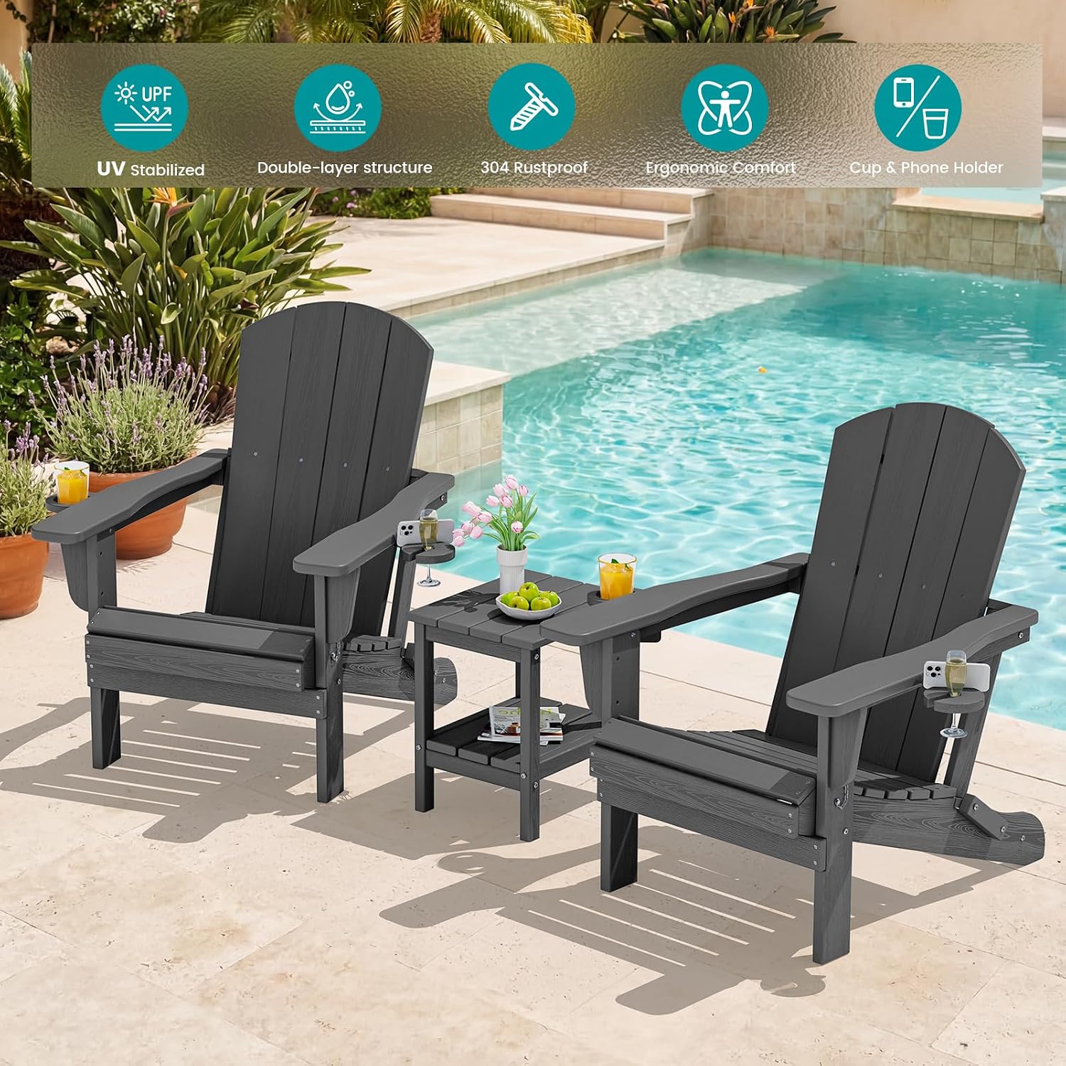 Set di Due Sedie Pieghevoli da - Outdoor Furniture And Fire Pit recensione e prezzo