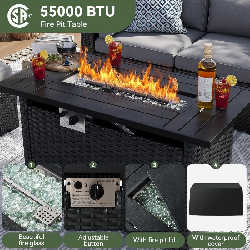 Set di Mobili da Patio Aoxun 8 - Outdoor Furniture And Fire Pit recensione e prezzo